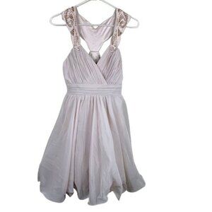 Lipsy VIP Champagne Embellished Babydoll Tulle Skirt Dress Sz XS/S Y2K Fairycore